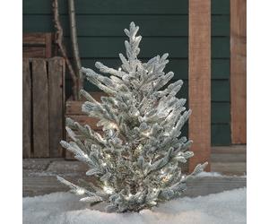 Sapin de Noël de 91cm sur Piquet et à LED Bicolore, Effet Givré