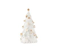 Sapin de Noël Déco Zane Chaux Résine H. 63 cm Blanc & Or