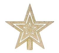 Sapin de Noël Dentelle Avec Paillettes Dorées - 18 cm - Design Fermé Moderne - Pointe Étoile en Plastique