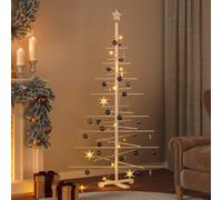 Sapin de Noël en bois à décorer, 180 cm, pin massif et bambou, décoration DIY pour l'intérieur et l'extérieur, design peu encombrant pour la maison, le bureau, les fêtes, l'hiver