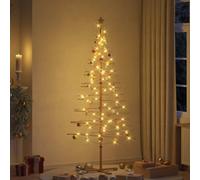 Sapin de Noël en bois avec support, marron, 210 cm, en bambou, durable, pour l'intérieur et l'extérieur, montage facile, design rustique