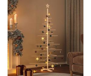 Sapin de Noël en bois de pin massif à décorer, 180 cm, branches de bambou, décoration DIY pour la maison, le bureau, réutilisable