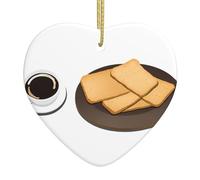 Sapin de Noël en céramique à suspendre avec inscription « Love » - Motif biscottes de café - Trous soigneusement percés - Corde