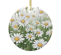 Sapin de Noël en céramique à suspendre avec marguerites blanches de 7,3 cm, choix parfait pour la décoration de Noël pour la maison et les vacances