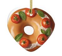 Sapin de Noël en céramique à suspendre avec pendentif Love Bagel YYHWHJDE avec tomates Design exquis 7,9 x 7,9 cm