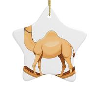 Sapin de Noël en céramique à suspendre en forme d'étoile YYHWHJDE Camel dans le berceau avec cordon métallique perforé et doré