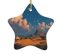 Sapin de Noël en céramique à suspendre - Village de YYHHAOFA sur la prairie - Cordon métallique perforé et doré