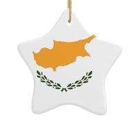 Sapin de Noël en céramique suspendu étoile pendentif drapeau de Chypre HJFCZH décoration malls, supermarchés, magasins