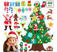 Sapin de Noël en feutre, 3,2 pieds DIY Arbre de Noël avec 40 pièces ornementales Décoration murale en feutre pour enfants Cadeau de Noël DIY Kit de décoration à suspendre pour la maison ou la porte