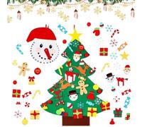 Sapin de Noël en feutre - Décoration de vacances | Kits d'artisanat en feutre | Petit arbre mural à suspendre avec ornements détachables, réutilisable, salle de classe, école, appartement, magasin de