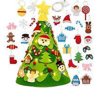 Sapin de Noël en Feutrine pour Enfant, Feutre Arbre de Noël,2022 Ensemble Arbre de Noël Feutre DIY avec 21 Ornements Détachables pour Enfant Noël Décoration Sapin de Noël Décoration pour Murale