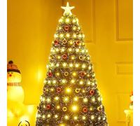 Sapin de Noël en Fibre Optique 150 cm, lumière Blanche Chaude, Basse consommation, idéal pour Les décorations festives et créer Une atmosphère de Noël chaleureuse.