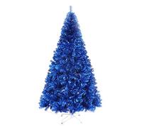 Sapin de Noël en guirlandes bleues de 6 pieds, épicéa de qualité supérieure à charnière avec support en métal, arbres décorés pliables respectueux de l'environnement pour les vacances, bleu 6