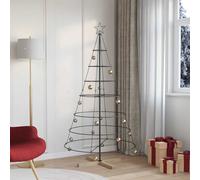 vidaXL Arbre en cône de Noël 180,5 cm Acier – Support noir, déco moderne minimaliste