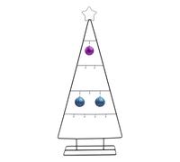 Sapin de Noël en métal noir avec 10 crochets - 78 cm - Support décoratif pour bijoux décoratifs avec pointe en étoile - Support de sapin de Noël à décorer soi-même avec boules et décorations de sapin