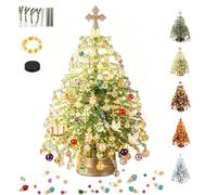 Sapin de Noël en perles avec lumières DIY Beaded Christmas Tree Kit B | Kit de décoration de Noël à paillettes 3D - Cadeau pour adultes, amateurs de bricolage