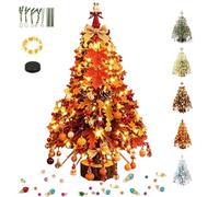 Sapin de Noël en perles avec lumières DIY Beaded Christmas Tree Kit D | Kit de décoration de Noël à paillettes 3D - Cadeau pour adultes, amateurs de bricolage