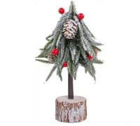 Sapin de Noël Enneigé 20cm avec Baies Rouges Sapin de Noël(B) | Flocage neige réaliste, baies rouges vives, cônes de pin, aspect naturel complet, branches en PVC vert