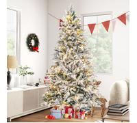 Sapin de Noël Enneigé Artificiel 210CM - RELAX4LIFE - 1687 Branches PVC - 300 Ampoules LED - Structure Automatique -Base Métallique