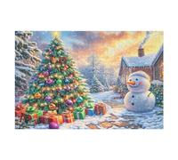 Sapin de Noël Enneigé Forest 1000 Pieces Casse-tête Expert Confirmé en Carton Haute Densité Épais Très Difficile Anti-Stress Loisir Créatif Cadeau Fête des Pères Premium 1000 PCS
