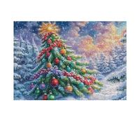 Sapin de Noël Enneigé Forest 300 Pieces Casse-tête Créatif en Carton Épais Difficulté Moyenne Activité Manuelle Loisir Créatif Cadeau Créatif Événement Festif Premium 300 PCS