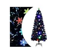 vidaXL Sapin de Noël et Flocons de Neige LED Arbre Artificiel Ornement de Fête Décoration de Vacances Intérieur Noir 180 cm 328463