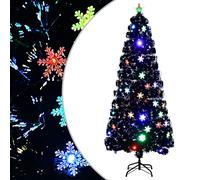 Sapin de Noël et Flocons de Neige LED Noir Fibre Optique Multi-taille vidaXL
