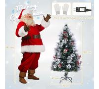 Sapin de Noël Floqué avec Lumières LED et 8 Modes d'Eclairage 150CM/180CM