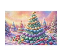 Sapin de Noël Géant 1000 Pieces Casse-tête Famille en Carton sans Déformation Haute Qualité Difficulté Moyenne Activité Familiale Anti-Stress Cadeau 1000 PCS