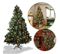 Sapin de Noël - Hengda - 150 cm - Aiguilles de pin - Guirlande LED blanc chaud - Extérieur