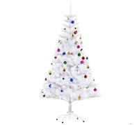 HOMCOM Sapin Arbre de Noël Artificiel Blanc 150 cm 680 Branches avec Nombreux Accessoires variés