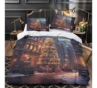 sapin de Noël Housse de Couette Microfibre Ultra Douce 3D Effet Confortable style des citoyens festifs Parure de Lit Fermeture Éclair Hypoallergique Résistante for Hommes Enfants Single（140x200cm）