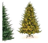 Sapin de Noël LED 183cm COSTWAY 280 Lumières Lumineux Blanc Chaud,8 Modes d'Eclairage 788 Branches en PE et PVC Décoration de Noël