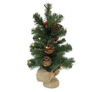 Sapin de Noël LED avec Pommes de pin et Boules Rouges 45 cm, idéal pour décorer la Maison et créer Une atmosphère Festive.