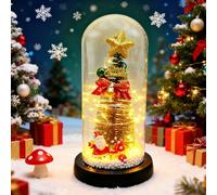 Sapin de Noël LED dans un dôme en verre avec Père Noël champignon Guirlande lumineuse LED Alimenté par piles Convient pour décorer une chambre d'enfant ou une fête de famille Fête d'Halloween Cadeau