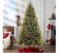 Sapin de noel LED lumineux 180 cm, Sapin de Noel Enneige avec Led 250 Lumières 8 Vitesses, 51 Pommes de Pin, Décoration de Noël