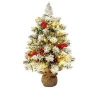Sapin De Noël LED Lumineux 55cm,Mini Sapin de Noël de Table LED 4m 40LED Guirlandes Lumineuses, 4 Baies Rouges,5 Pommes Pine