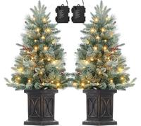 Sapin de Noël LED Lumineux de 90cm - LUNSY , Deux Pièces - 78 LED, 8 Modes, Lumière Blanche Chaude, Oeil Rétro, Branches en PVC