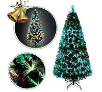 Sapin de Noël Lumineux - AUFUN - 180 cm - LED Multicolore - Fibre Optique - Support Métal