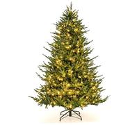 Giantex Sapin de Noël Lumineux avec 8 Modes d'Éclairage, Base en Fer (180cm) Vert G