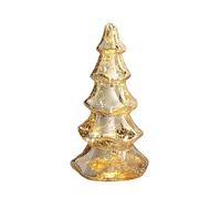 Sapin de Noël Lumineux en Verre doré avec Minuterie à Piles, Décorations D'arbres étoilés Dorés, Centre de Table, Cheminée, Fenêtre, Décoration D'intérieur (C)