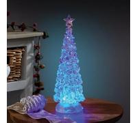 Sapin de Noël Marco Paul Swirl Ice - 30 cm multicolore - Décoration lumineuse à LED - À piles - Avec tourbillon pailleté et 6 LED - Centre de table festif