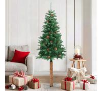 Sapin de Noël Mince avec Bois Véritable et Cônes 180 cm PVC Arbre vidaXL