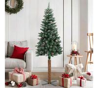Sapin de Noël Mince avec Bois Véritable et Cônes 180 cm PVC Arbre vidaXL