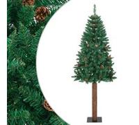 vidaXL Sapin de No?l mince avec bois v¿¿ritable et c?nes Vert 180cm PVC