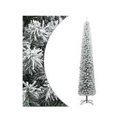 vidaXL Sapin de Noël mince 300 cm PVC avec support et flocon de neige vert/blanc