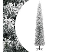 vidaXL Sapin de Noël mince 300 cm PVC avec support et flocon de neige vert/blanc