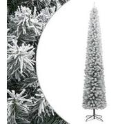 vidaXL Sapin de Noël mince 300 cm PVC avec support et flocon de neige vert/blanc