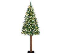Sapin de Noël mince avec support Vert PVC et bois de pin massif vidaXL vidaXL