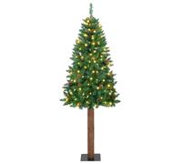 Sapin de Noël mince avec support Vert PVC et bois de pin massif vidaXL vidaXL